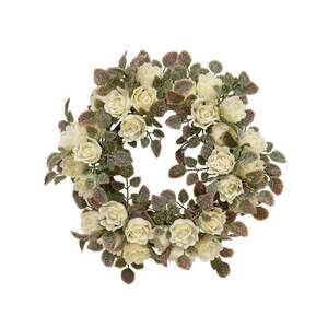 Frosted Fantasy Cream Rose Candle Ring - 3.5"