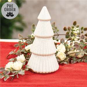 White Glittered Cone Tree - 6"H