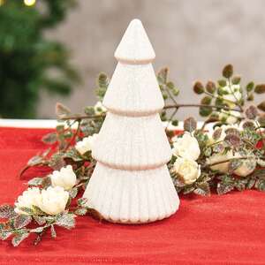 White Glittered Cone Tree - 6"H