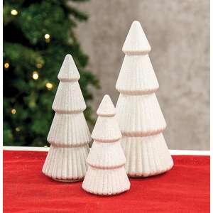 White Glittered Cone Tree - 8.25"H