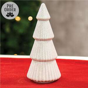 White Glittered Cone Tree - 8.25"H