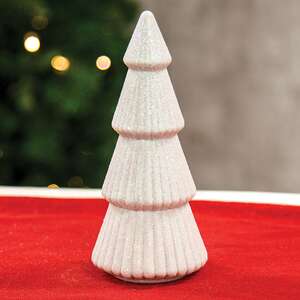 White Glittered Cone Tree - 8.25"H
