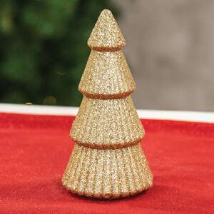 Gold Glittered Cone Tree - 6"H