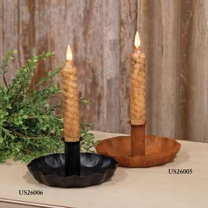 Black Metal Fluted Taper Holder Pan