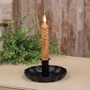 Black Metal Fluted Taper Holder Pan