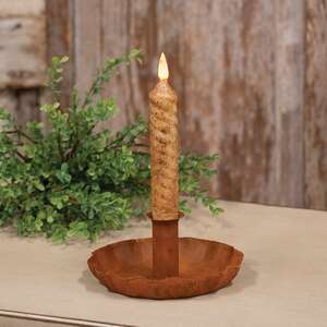 Rusty Metal Fluted Taper Holder Pan