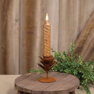 Rusty Metal Leaf Taper Holder - 3.5"