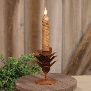 Rusty Metal Leaf Taper Holder - 5"