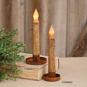 Rusty Metal Round Taper Holder - 2.25"W