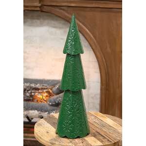 Green Metal Christmas Tree with Embossed Snowflakes - 18"H
