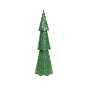 Green Metal Christmas Tree with Embossed Snowflakes - 18"H