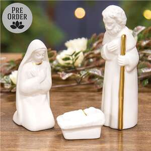 3/Set - White Ceramic Nativity Set