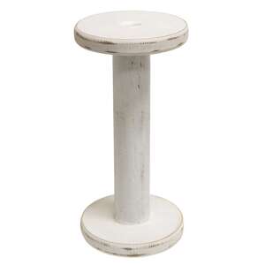 Farmhouse White Spool Candle Holder - 10.75" ;