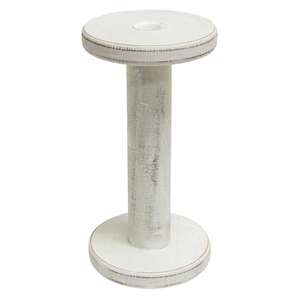 Farmhouse White Spool Candle Holder - 9.5" - # 34379