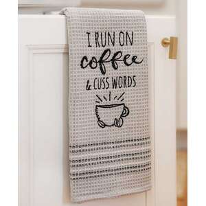 Run on Coffee and Cuss Words Dish Towel -29414;
