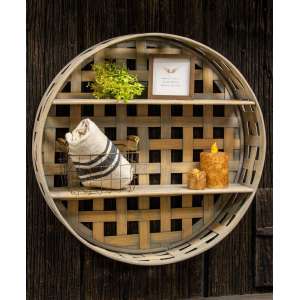 {[en]:Basket Weave Two-Level Round Wall Shelf -