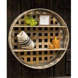 Basket Weave Two-Level Round Wall Shelf - 65113