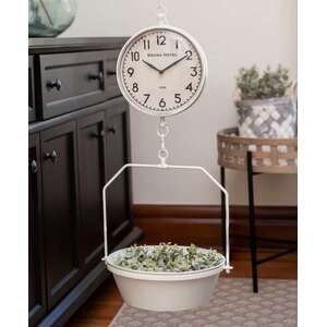 White Vintage Hanging Decorative Scale w/Clock - 65130