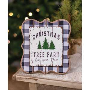 Christmas Tree Farm Buffalo Check Easel -;