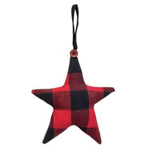 Red Buffalo Check Fabric Star Ornament -;
