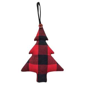 Red Buffalo Check Fabric Tree Ornament -;