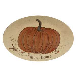 Give Thanks White Pumpkin Decorative Plate - # 34507