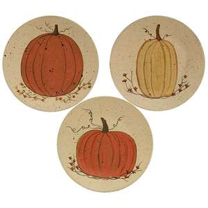 Classic White Pumpkin Decorative Plates - 3 asst. - # 34508