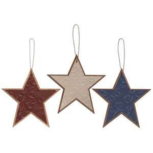 Embossed Metal Star Ornament, 3 asst. - # 34549