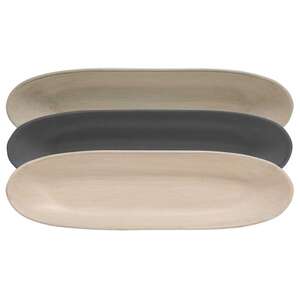 {[en]:Oval Tray 16" - Stoneware Colors, 3 asst.