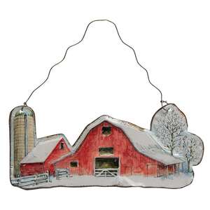 Winter Farm Scene Ornament;