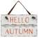 90924 Hello Autumn Sign With Suede Hanger