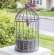 #QX19264 Graywash Metal Birdcage With Basket Planter