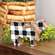 Black & White Gingham Check Chunky Wooden Cow 90995;