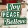 Plaid Joy Peace Believe Wooden Blocks, 3/Set 35722