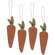 4/Set, Primitive Wood Carrot Ornaments