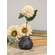Distressed Black Wood Round Flower Holder