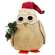 Stuffed Owl in Santa Hat w/Winter Greenery