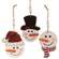 Weathered Wood Look Beaded Snowman w/Hat Ornament, 3 Asstd.