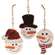 Weathered Wood Look Beaded Snowman w/Hat Ornament, 3 Asstd. #36243