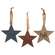 3/Set, Faith, Love, Joy Primitive Star Ornaments