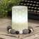Black White & Gray Distressed Wood Oval Bead Candle Ring 36122;