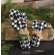 4/Set, Small Black & White Buffalo Check Fabric Candy Cane #CS38616