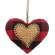 Red & Black Buffalo Check Heart Fabric Stitched Ornament #15272