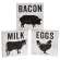 Bacon, Eggs, Milk Silhouette Square Block, 3 Asstd. #37021