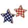 2 Set, Blue & Red Plaid Wooden Stars