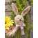 Primitive Stuffed Bunny Head Ornament with Pink & White Buffalo Check Bow #CS38795