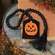 Black Beaded Jack O Lantern Tag Garland #37295