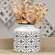 Black & White Floral Patterned Metal Vase, Short 70142;