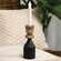 Black & Wood Taper Candle Holder, 8.25" 15560B;