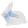 White Wooden Bunny Sitter with Blue & White Buffalo Check Ribbon